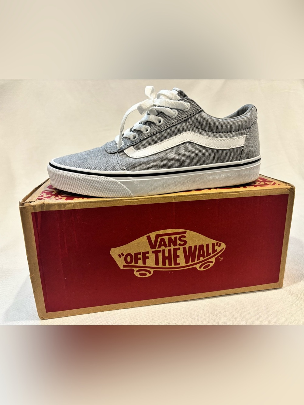Vans Ward Summer Canvas Sneakers NWT - Woman’s 8.5/Youth 6.5 - Gray and White - Picture 4 of 9